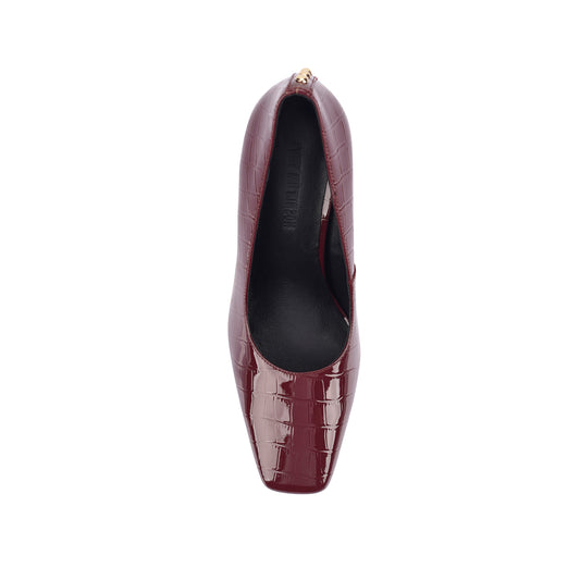 Pearl Pump Cherry Croc Leather - Lana Wilkinson