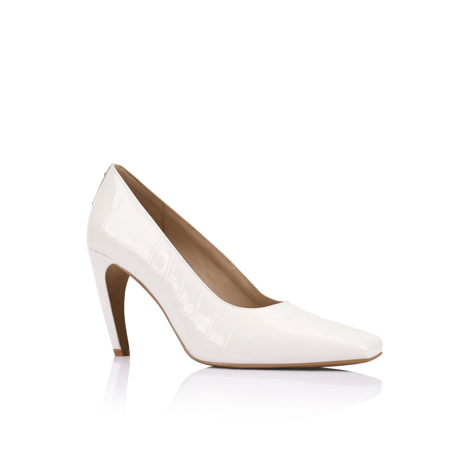 Pearl Pump White Croc Leather - Lana Wilkinson