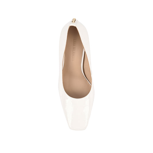 Pearl Pump White Croc Leather - Lana Wilkinson