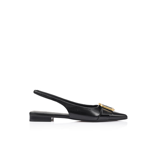 Alison Flat Black Leather - Lana Wilkinson