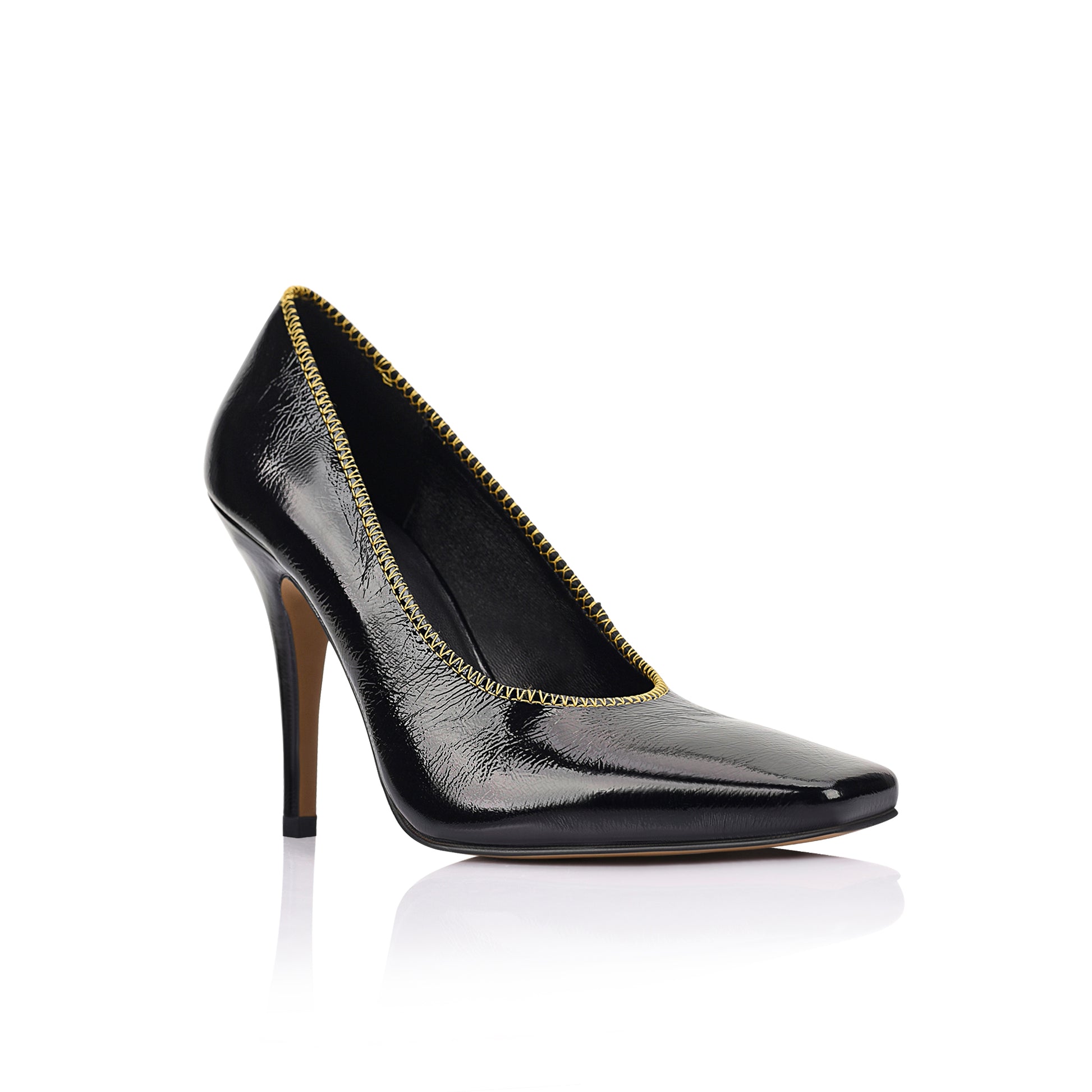 Anthea Pump Black Crinkle Leather - Lana Wilkinson