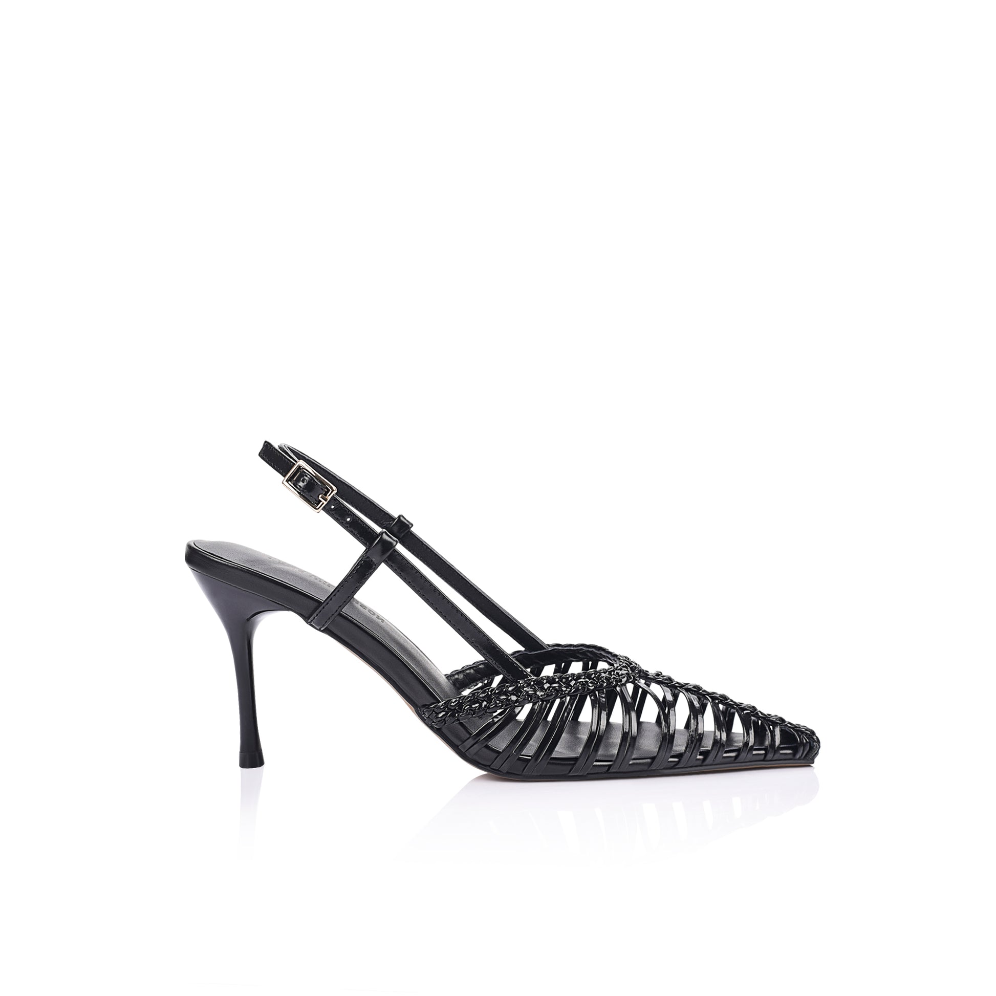 Myrtle Pump Black Braided Leather - Lana Wilkinson