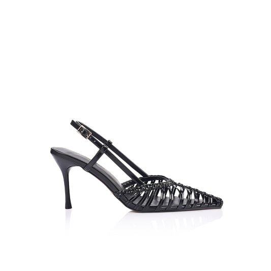 Myrtle Pump Black Braided Leather - Lana Wilkinson