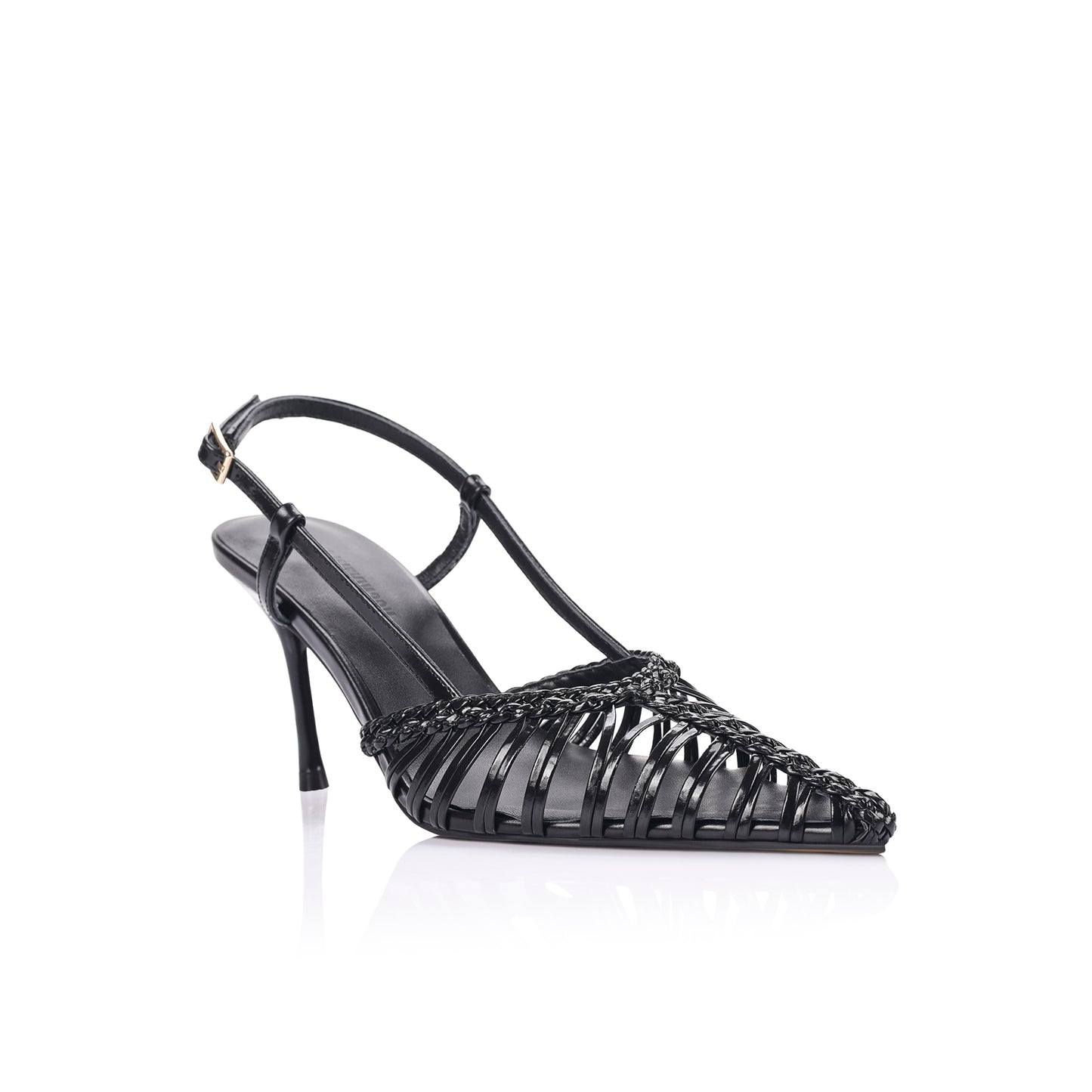 Myrtle Pump Black Braided Leather - Lana Wilkinson