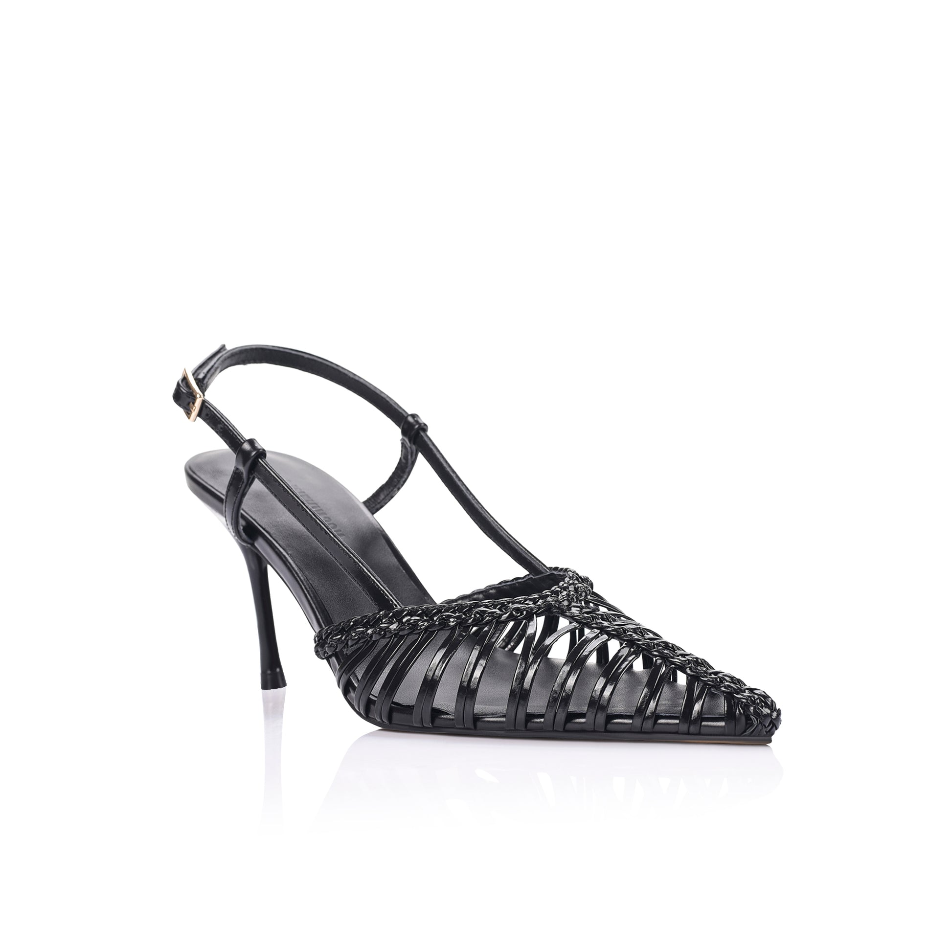 Myrtle Pump Black Braided Leather - Lana Wilkinson