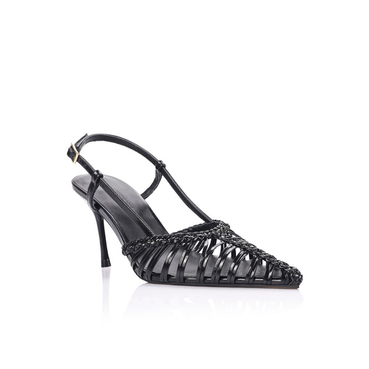 Myrtle Pump Black Braided Leather - Lana Wilkinson