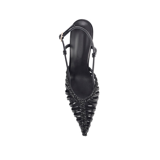 Myrtle Pump Black Braided Leather - Lana Wilkinson