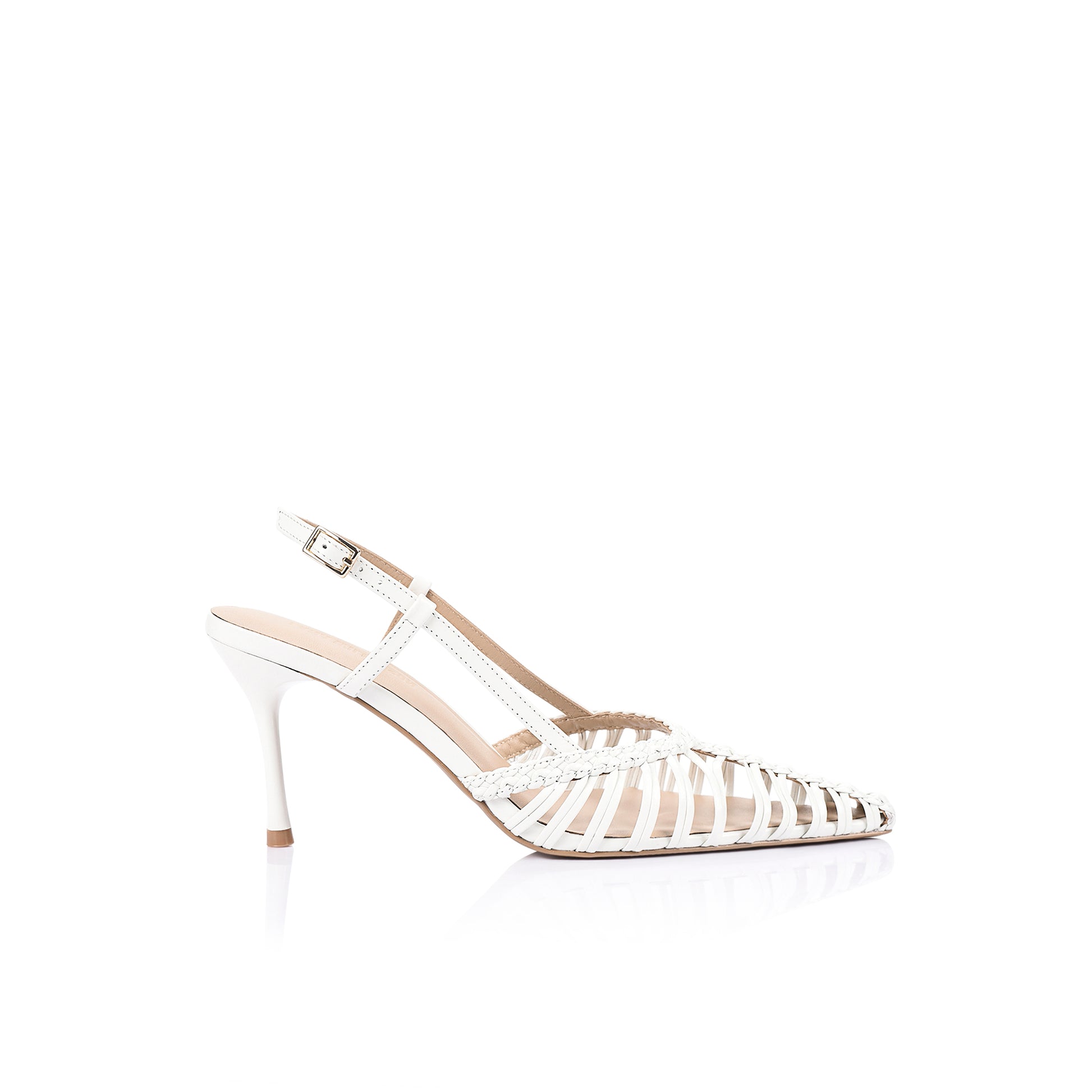 Myrtle Pump White Braided Leather - Lana Wilkinson