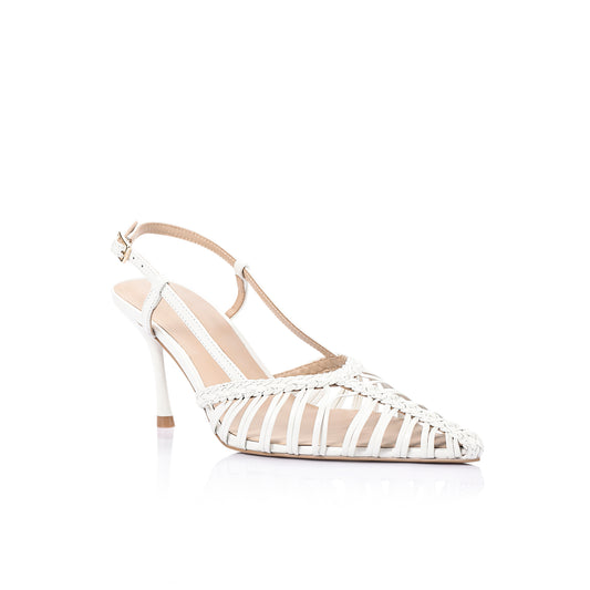 Myrtle Pump White Braided Leather - Lana Wilkinson