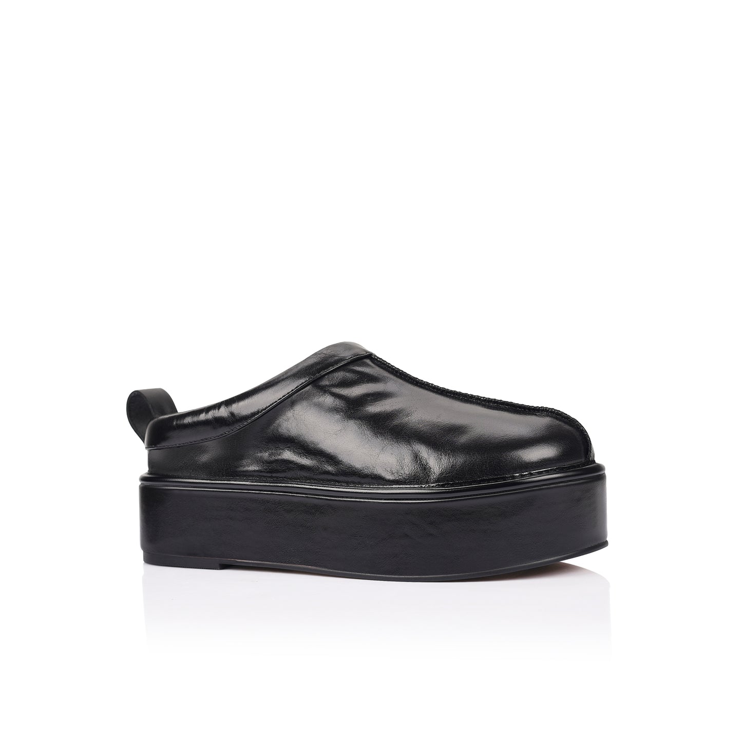 Lola Platform Black Patina Leather - Lana Wilkinson