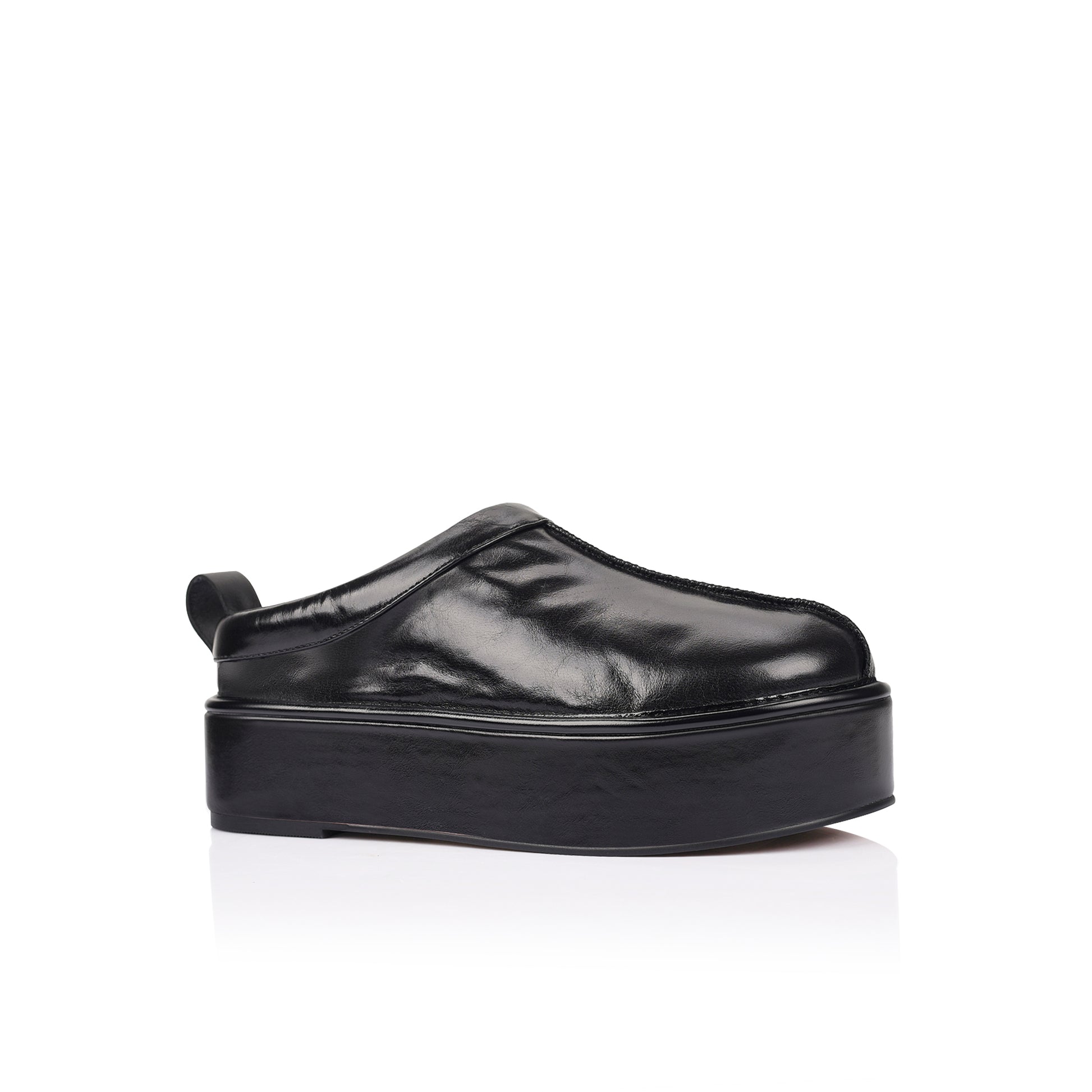 Lola Platform Black Patina Leather - Lana Wilkinson