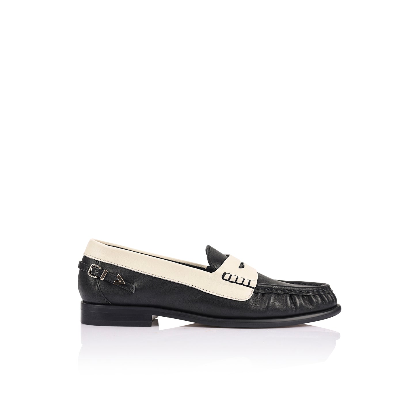 Addison Loafer Ivory & Black Leather - Lana Wilkinson