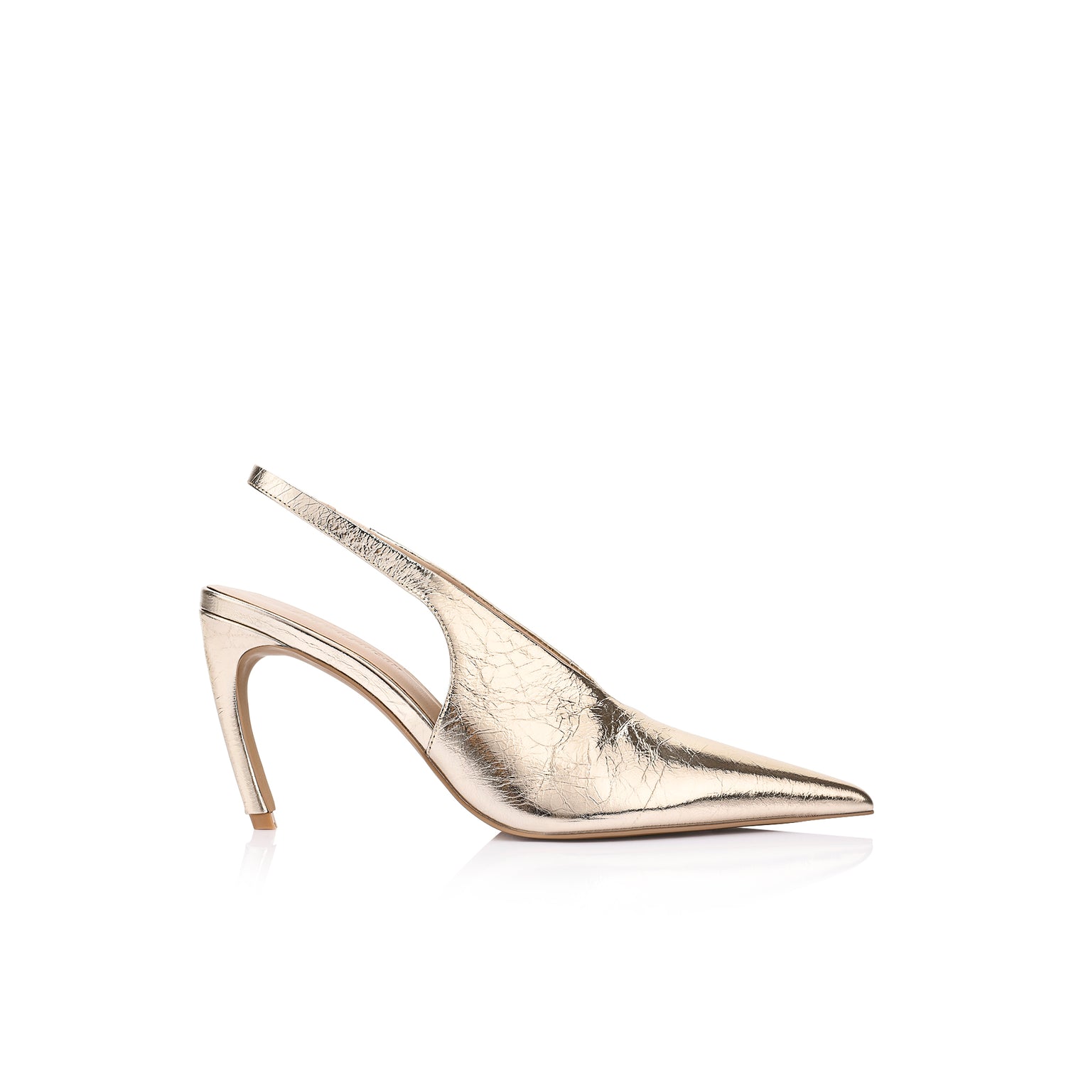 Rochelle Slingback Pump Gold Crinkle Leather - Lana Wilkinson