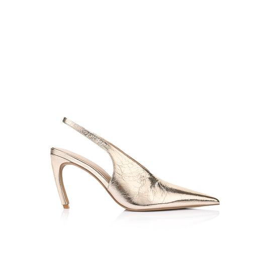 Rochelle Slingback Pump Gold Crinkle Leather - Lana Wilkinson