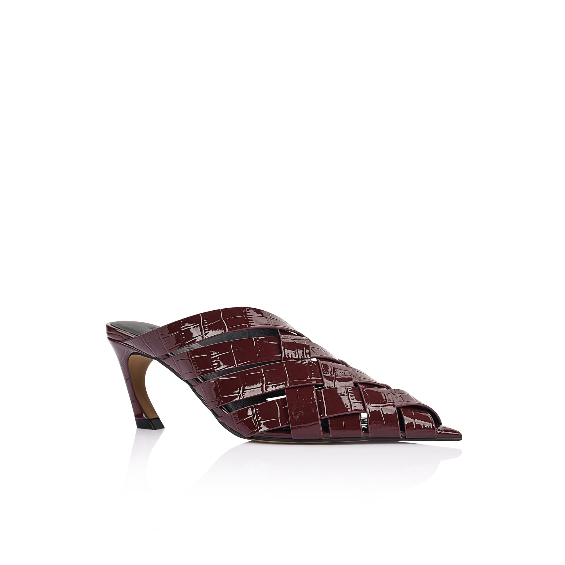 Bronwyn Mule Cherry Croc Leather - Lana Wilkinson