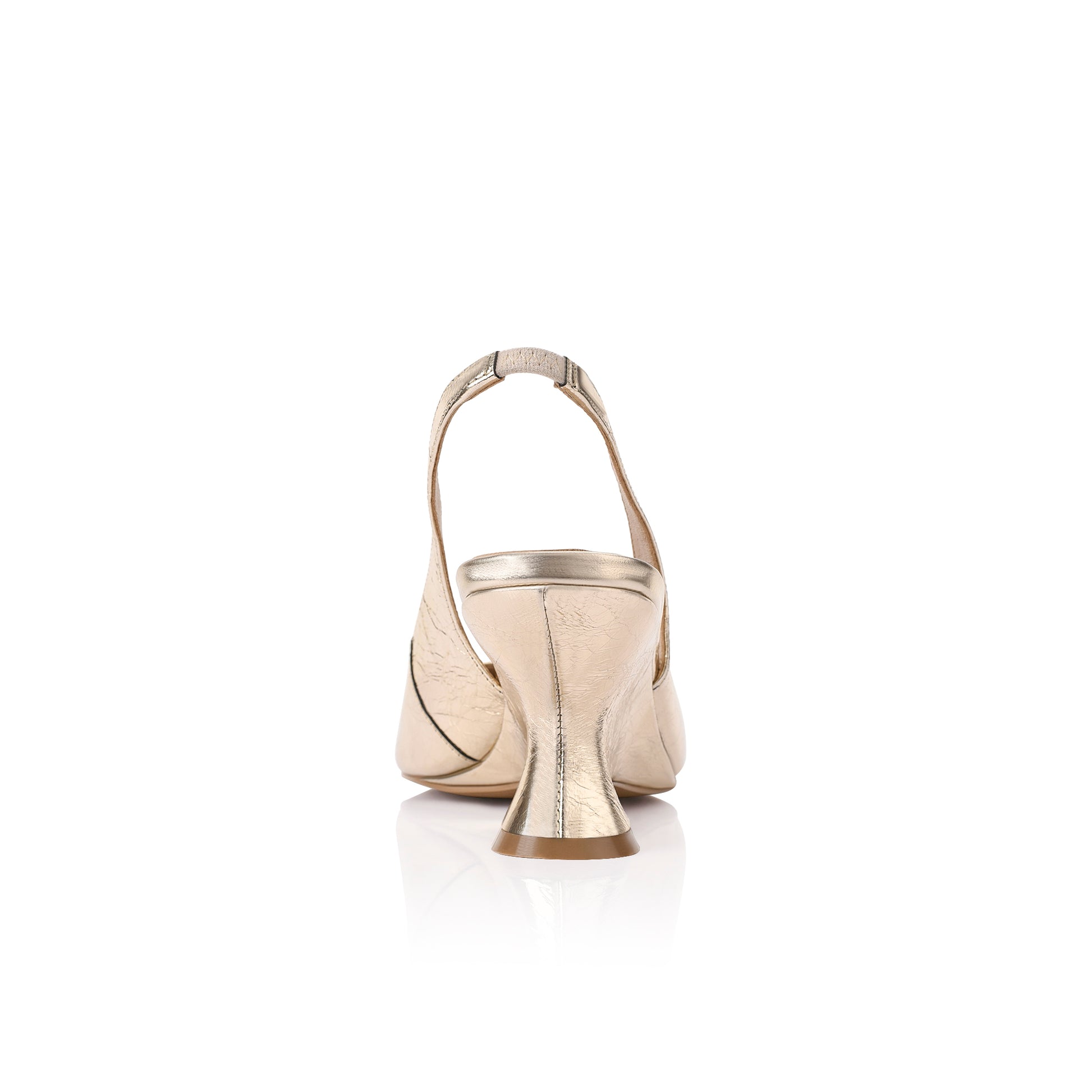 Minnie Wedge Champagne Crinkle Leather - Lana Wilkinson