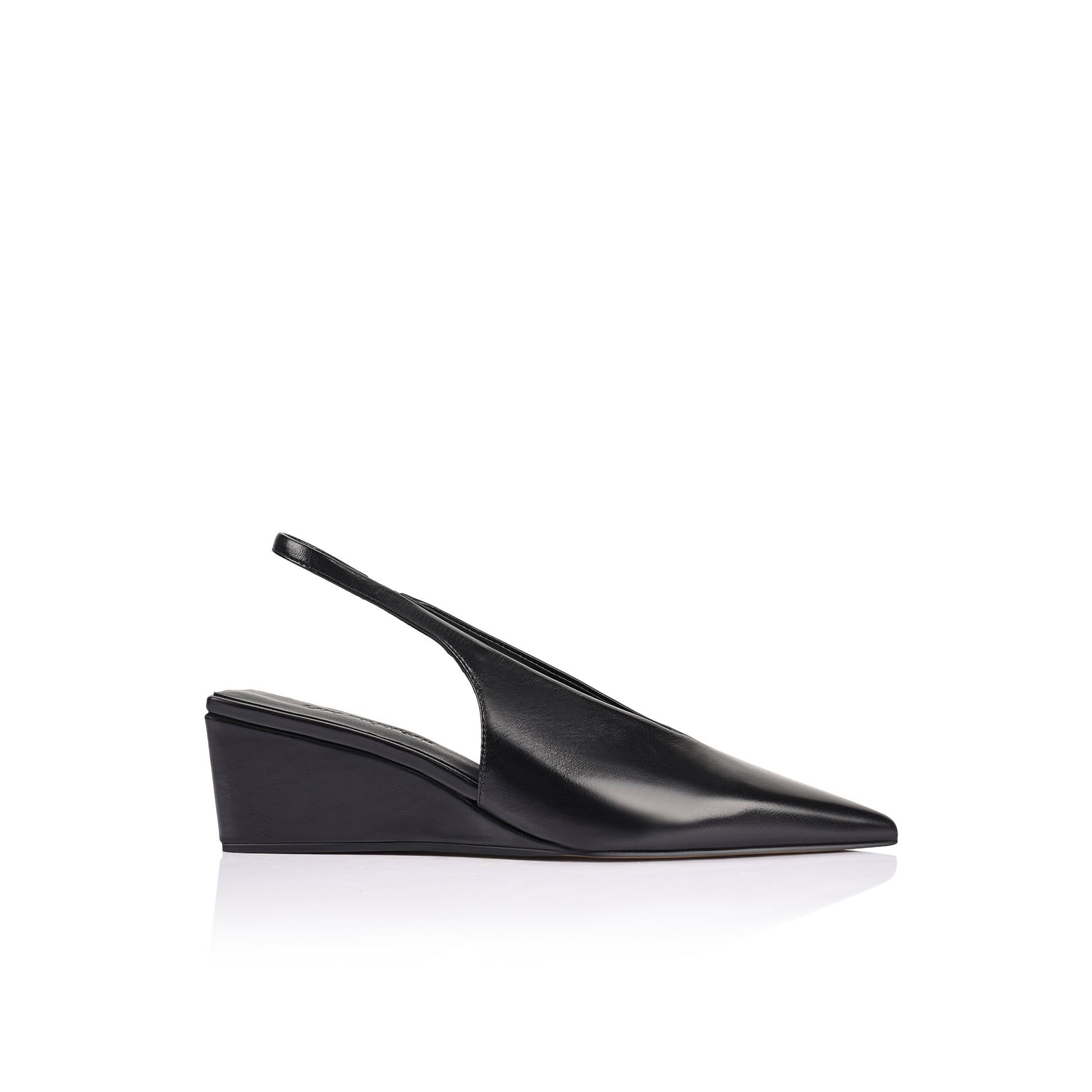 Ayvie Wedge Black Patina Leather - Lana Wilkinson