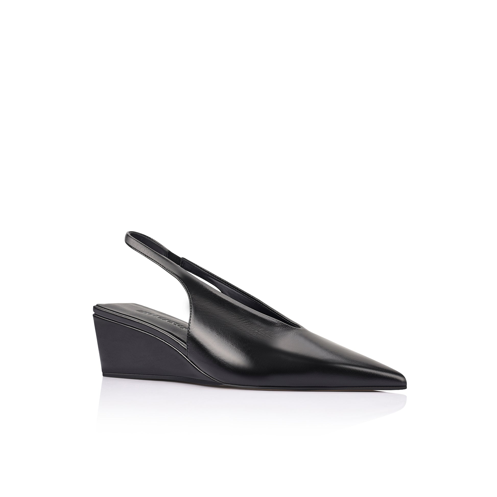 Ayvie Wedge Black Patina Leather - Lana Wilkinson