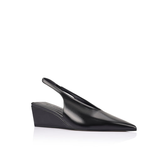Ayvie Wedge Black Patina Leather - Lana Wilkinson