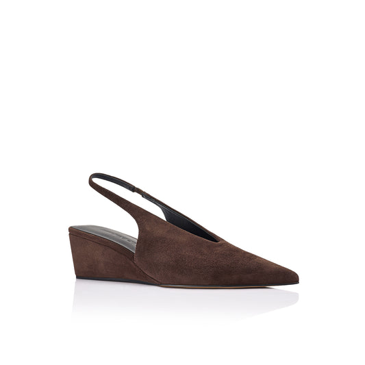 Ayvie Wedge Espresso Suede - Lana Wilkinson