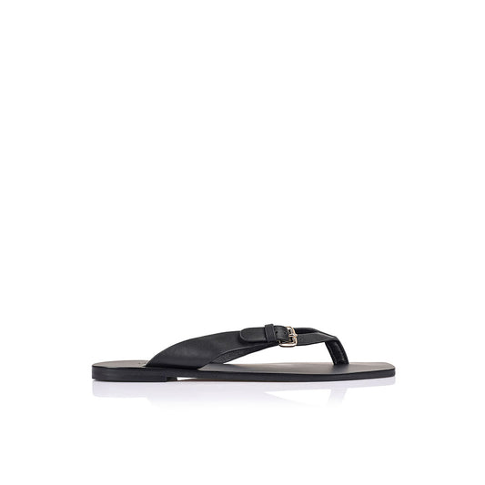 Lesley Flat Black Leather - Lana Wilkinson