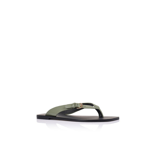 Lesley Flat Olive Leather - Lana Wilkinson