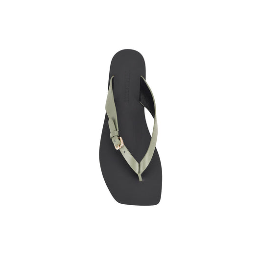 Lesley Flat Olive Leather - Lana Wilkinson