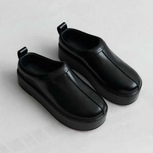 Lola Platform Black Patina Leather - Lana Wilkinson