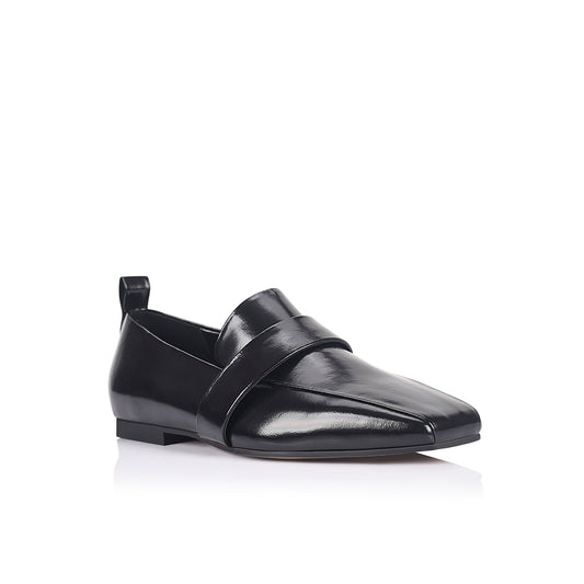 Lora Loafer Black High-Shine Leather - Lana Wilkinson