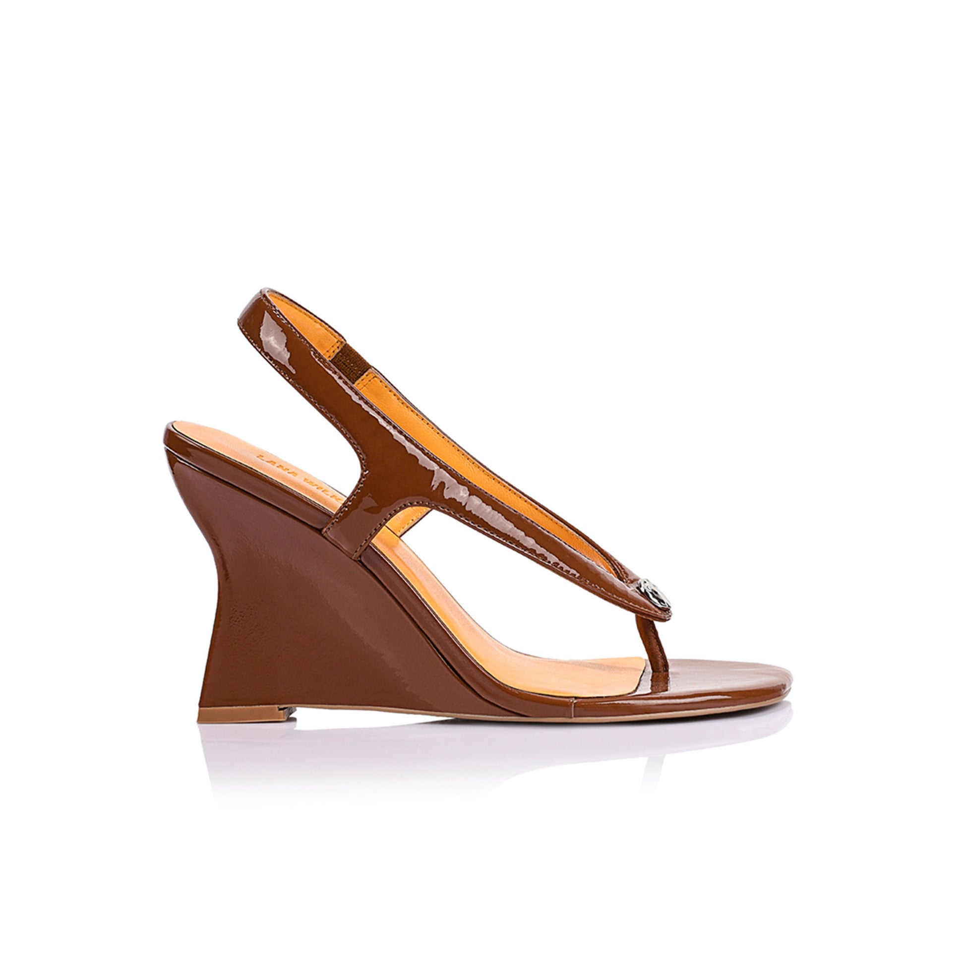 Martine Wedge Caramel Leather - Lana Wilkinson