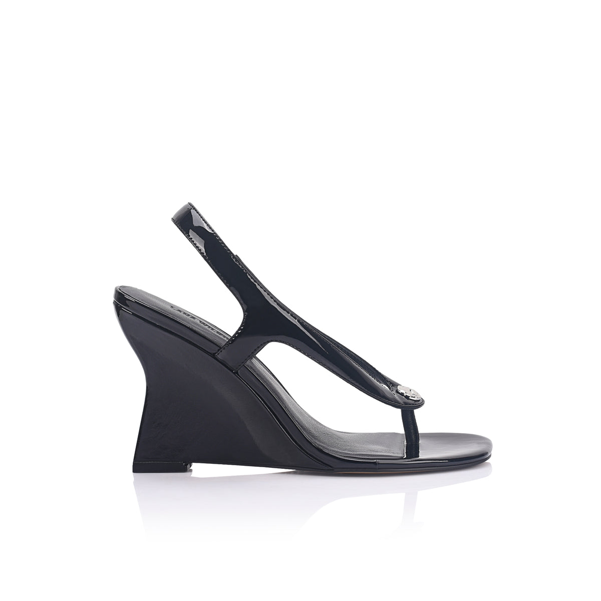 Martine Wedge Black Leather - Lana Wilkinson