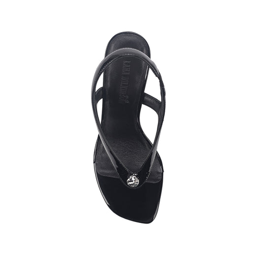 Martine Wedge Black Leather - Lana Wilkinson