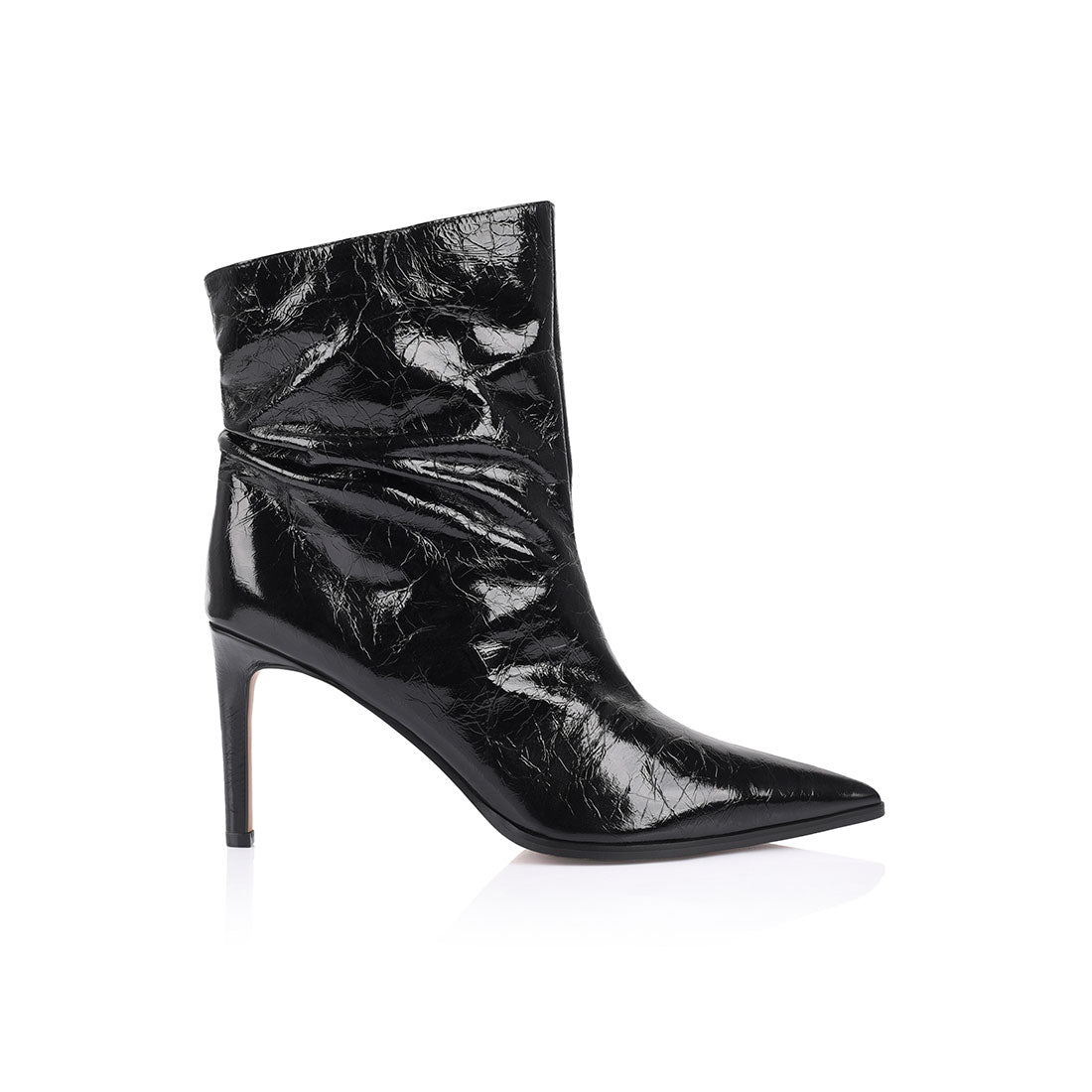 Matthew Boot Black Crinkle Leather - Lana Wilkinson