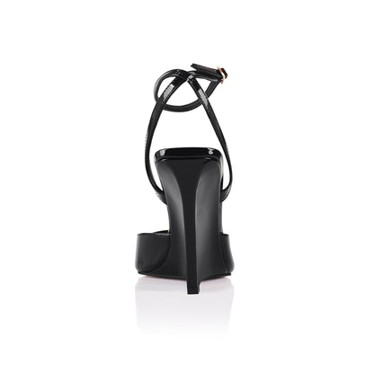 Mona Wedge Black Patent Leather - Lana Wilkinson