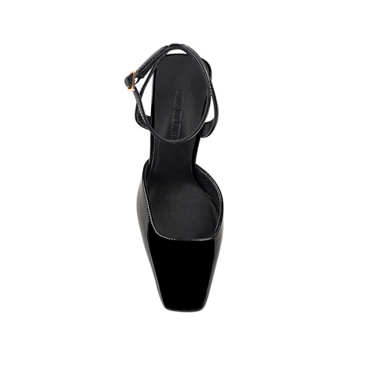 Mona Wedge Black Patent Leather - Lana Wilkinson