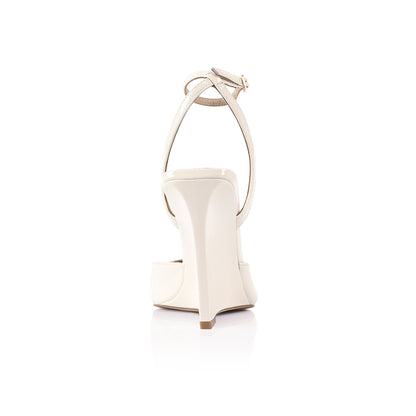 Mona Wedge Ivory Patent Leather - Lana Wilkinson