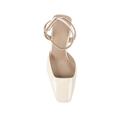 Mona Wedge Ivory Patent Leather - Lana Wilkinson