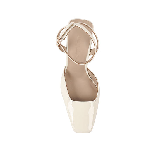 Mona Wedge Ivory Patent Leather - Lana Wilkinson