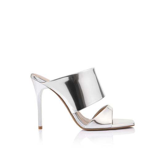 Montana Mule Silver Metallic Leather - Lana Wilkinson