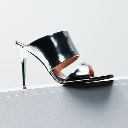 Montana Mule Silver Metallic Leather - Lana Wilkinson