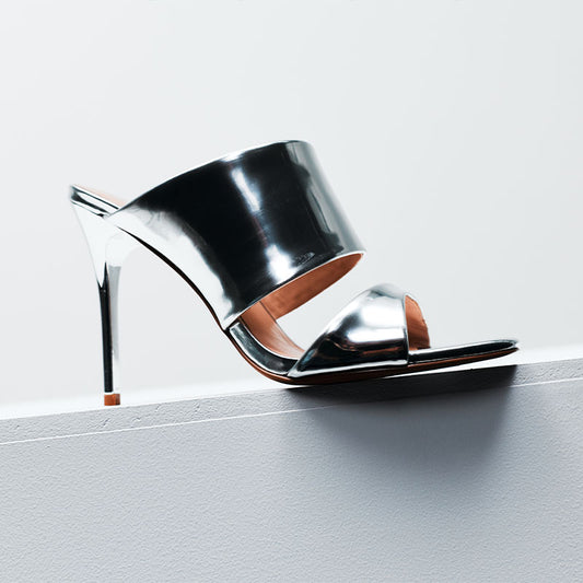 Montana Mule Silver Metallic Leather - Lana Wilkinson
