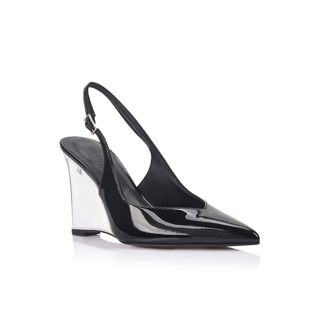 Octavia Wedge Black Patent Leather - Lana Wilkinson