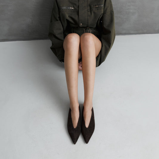 Piper Flat Espresso Suede Leather - Lana Wilkinson