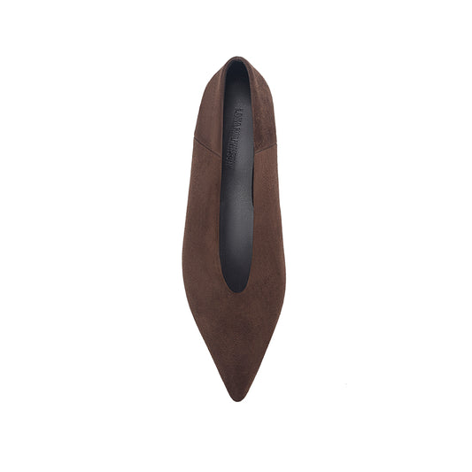 Piper Flat Espresso Suede Leather - Lana Wilkinson