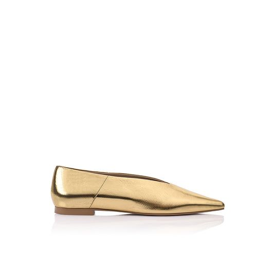 Piper Flat Gold Metallic Leather - Lana Wilkinson