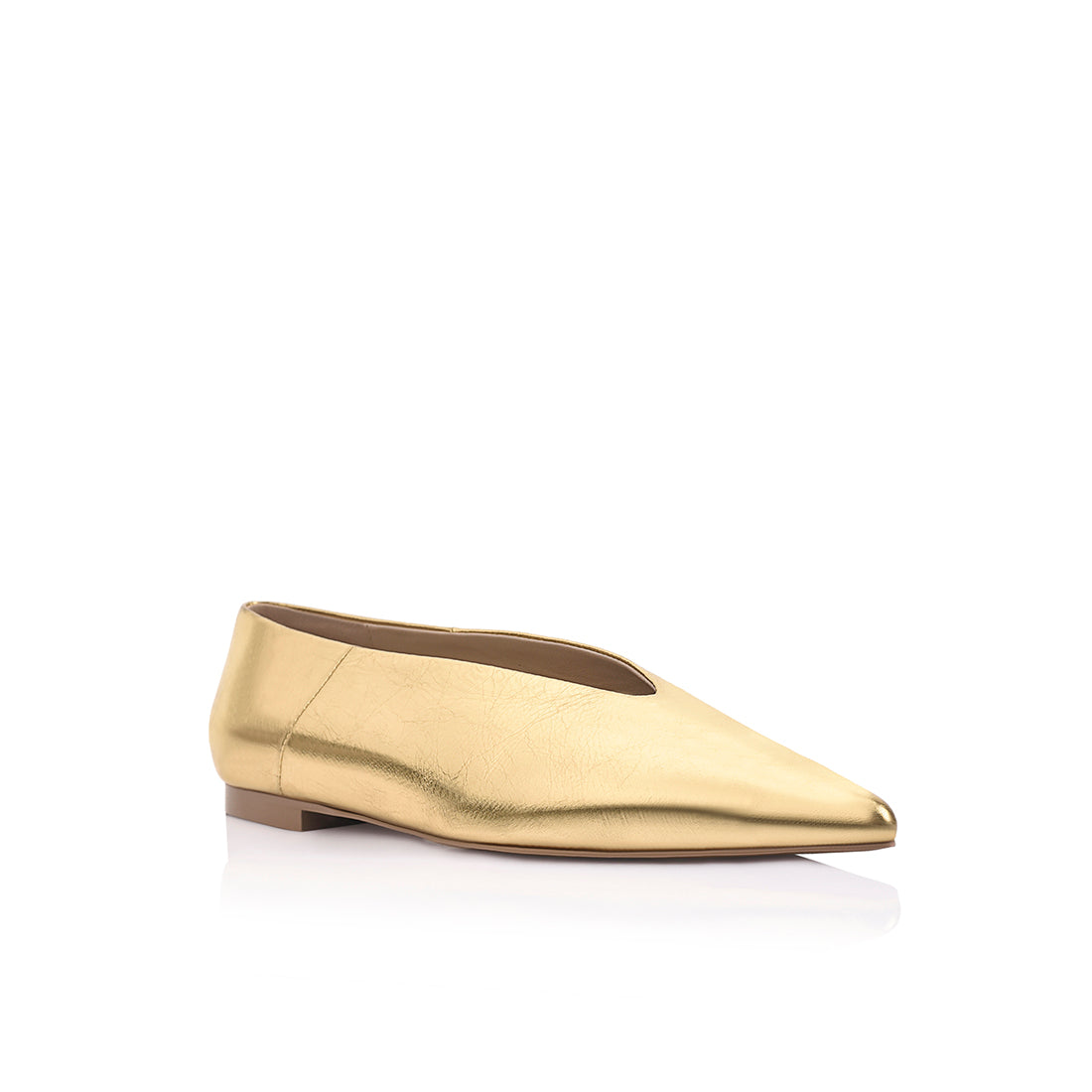 Piper Flat Gold Metallic Leather - Lana Wilkinson
