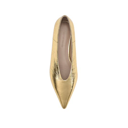 Piper Flat Gold Metallic Leather - Lana Wilkinson