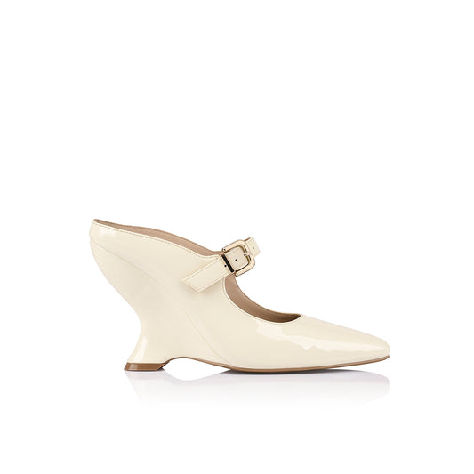 Quinn Wedge White Patent Leather - Lana Wilkinson