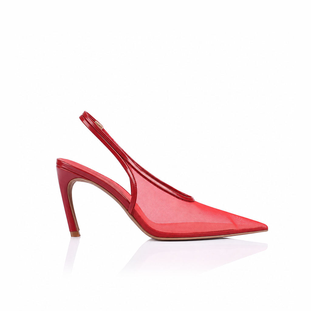 Rochelle Slingback Pump Red Mesh - Lana Wilkinson