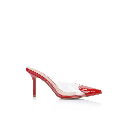 Raquel Mule Vinylite & Red Patent